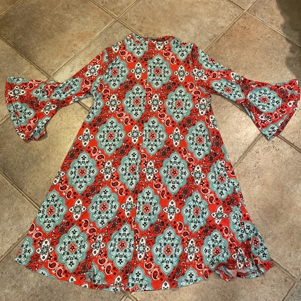 NWT R Rouge Blue and Red Patterned Dress Size Small - Picture 3 of 3